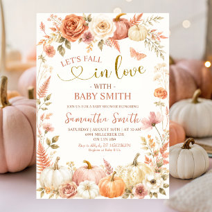 Verlieb dich in die Kürbis-Boho-Floral-Baby-Party Einladung