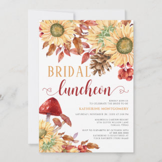 Verlieb dich Pilz Sonnenblumen Braut Luncheon Einladung