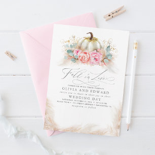 Verliebe dich Elegante Hochzeit Rosa Blumen Kürbis Einladung