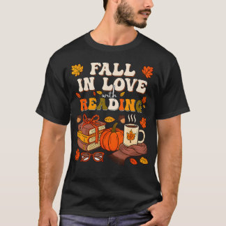 Verliebe dich in das Lesen Herbst Bibliothekar Süß T-Shirt