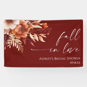 Verliebe dich Rusty Burgundy Floral Brautparty Banner