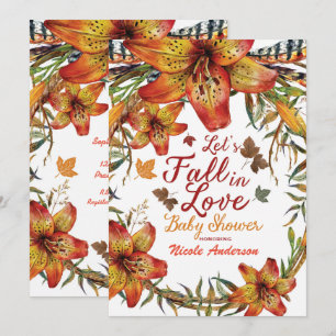 VERLIEBEN SIE SICH  Florale orange Lilien Baby-Par Einladung