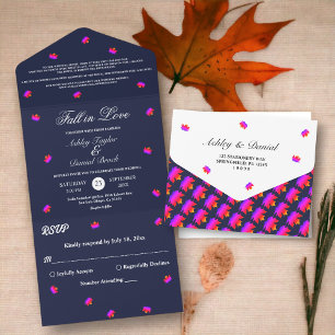 Verlieben Sie sich in Navy Blue Rustic Chic Herbst All In One Einladung