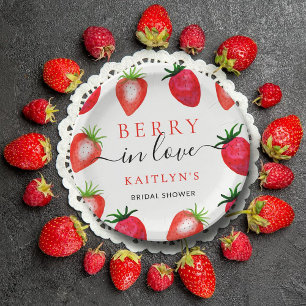 Verliebt in Erdbeeren - Brautparty Pappteller