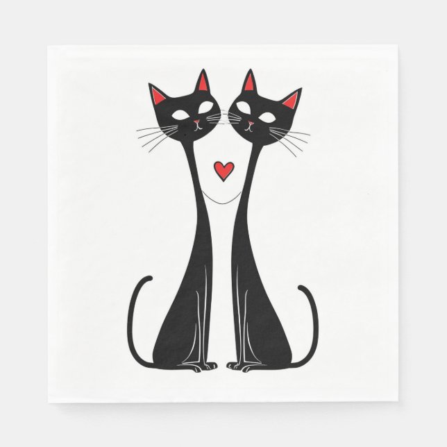 Verliebte Katzen Serviette (Vorderseite)