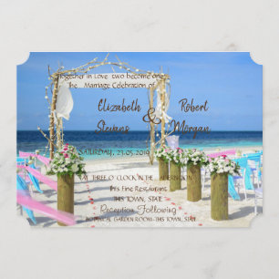 Verliebte Strand Arbor Blumen Hochzeitseinladung Einladung