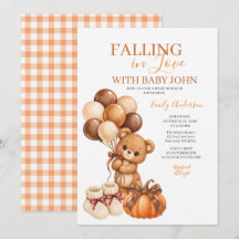 Verliebter Bär Kürbis Herbst Baby Shower