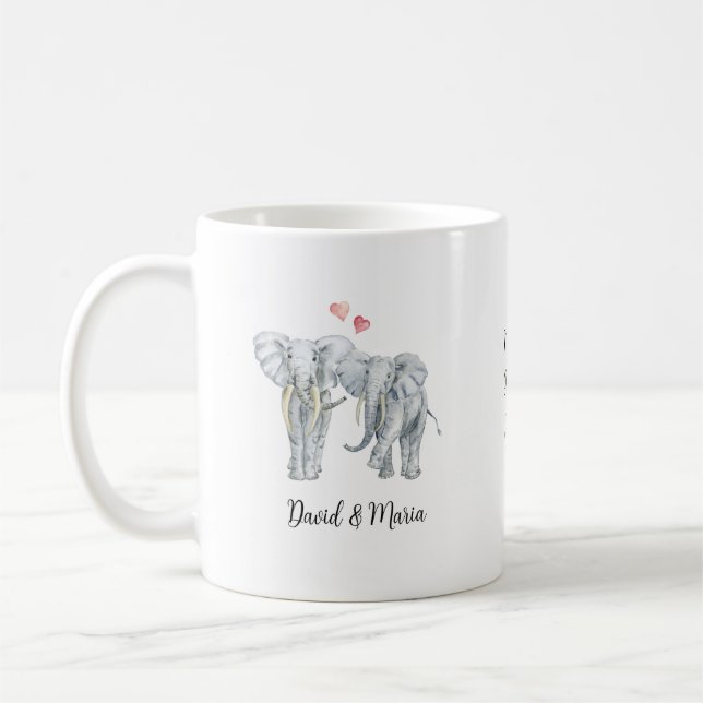 Verliebtes Elefantenpaar Kaffeetasse (Links)