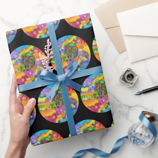 Verliebtes Hahn Geschenkpapier (Schenken)