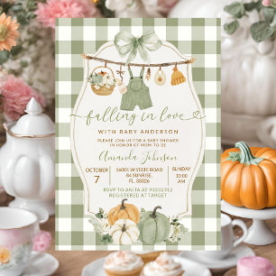 Verliebtes Hellgrün Kariert Baby Shower Einladung