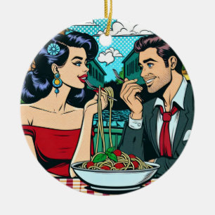 Verliebtes Paar   Pop Art Keramik Ornament