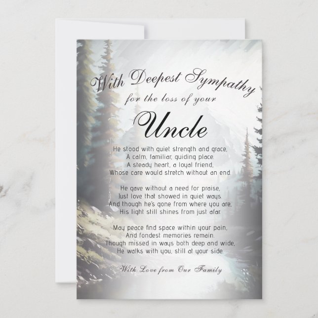 Verlieren eines Onkelerinners Karte (Vorderseite)