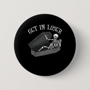 Verlieren Sie das Skelett im Coffin Halloween Spaß Button