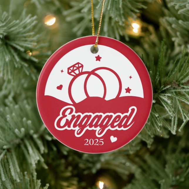 Verlobt 2025 Der Anfang von ewig Personalisiert Keramik Ornament (Baum)