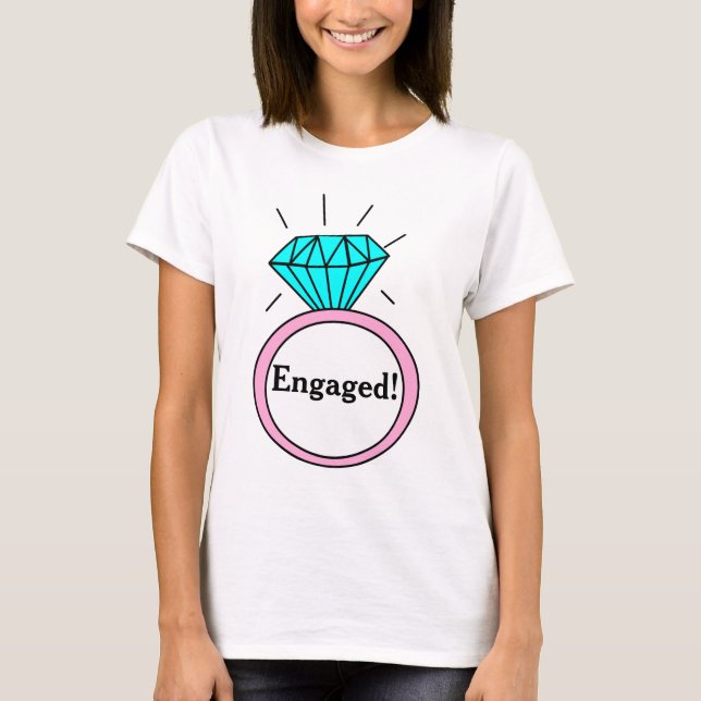 Verlobt! Großer Cartoon Diamond Ring T - Shirt (Vorderseite)