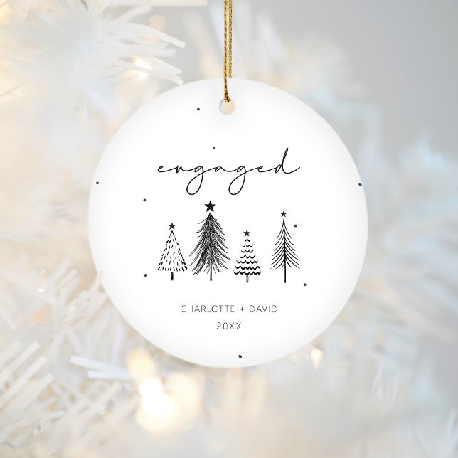 Verlobt Minimalistische Weihnachten Keramik Ornament (Von Creator hochgeladen)