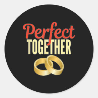 Verlobt Perfect Together Gold Wedding Bands Bride Runder Aufkleber