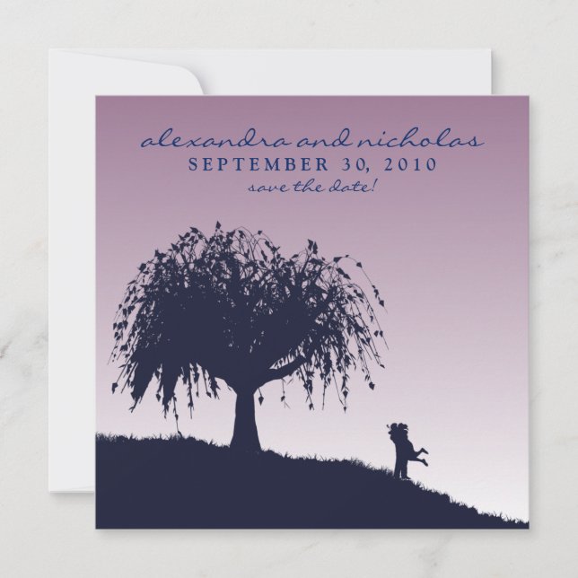 Verlobte Ankündigung Datum freihalten: lila (Vorderseite)