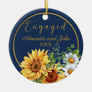 Verlobte Blüten Rustikale Sonnenblumen Keramik Ornament