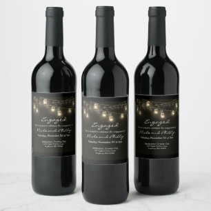 Verlobte Couple Mason Jar Lights Weintrauben Weinetikett