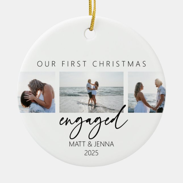 Verlobte Erstweihnachtsdekoration Keramik Ornament (Vorne)