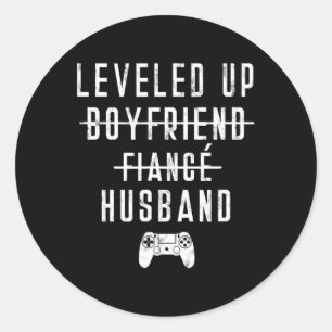 Verlobte Husband-Leveling für Videospiel Runder Aufkleber