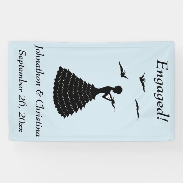 Verlobte Lady Liebe Letter Extravagant Doves Blue Banner (Horizontal)