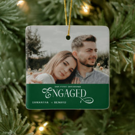 Verlobte Paare Foto Stilvolles erstes Weihnachtsz Keramikornament