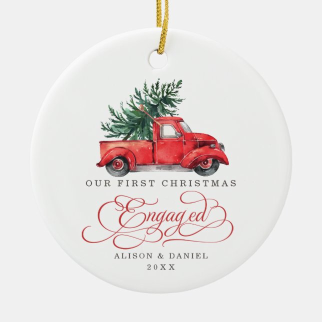 Verlobter Pine Tree vor Hochzeiten Keramik Ornament (Vorne)