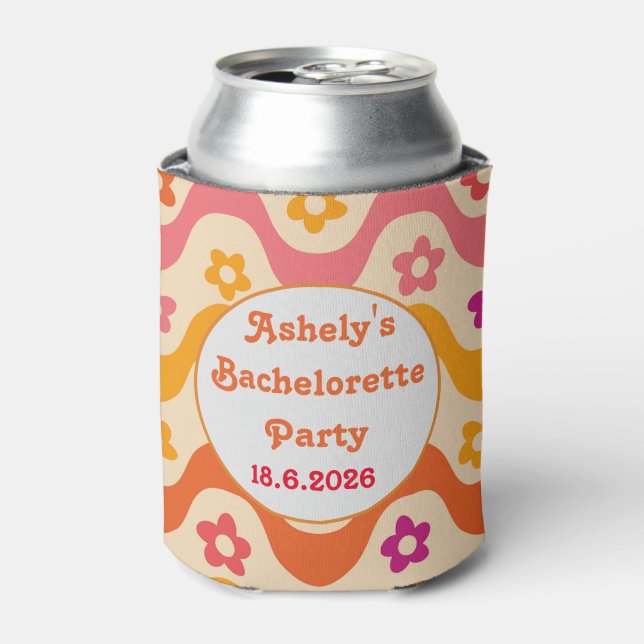 Verlobter Retro-70er Bachelorette Dosenkühler (Kanne Vorderseite)