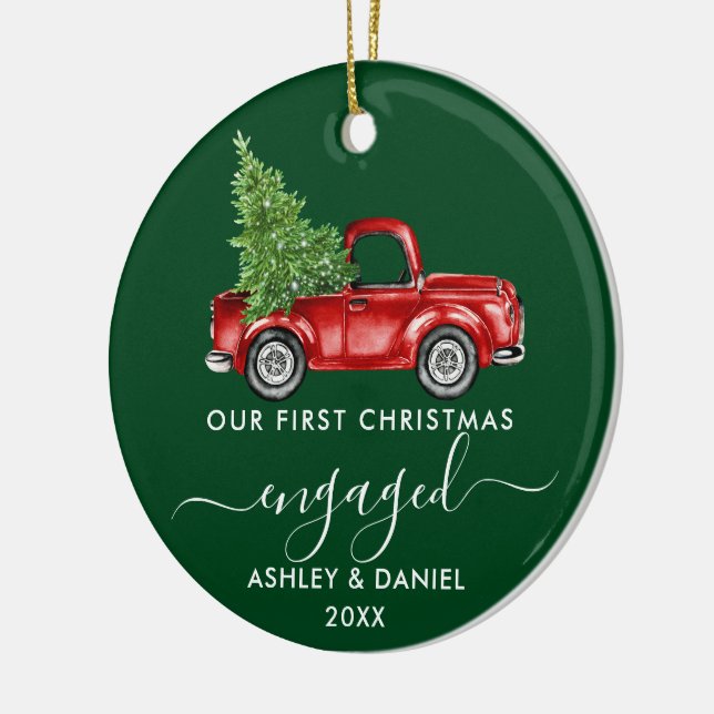 Verlobter Truck-Kalligrafie-FOTO Keramik Ornament (Links)
