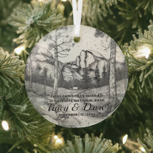 Verlobter Yosemite Park California Ornament Aus Glas
