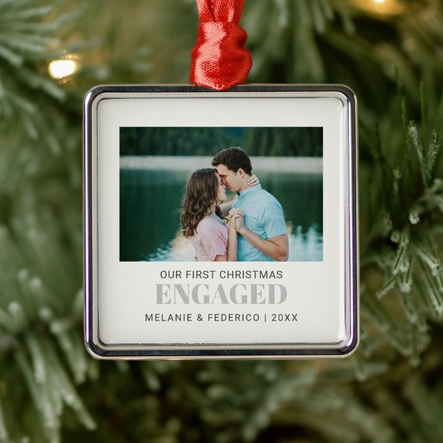 VERLOBTES COUPLE FOTO GRAU ORNAMENT AUS METALL (Baum)