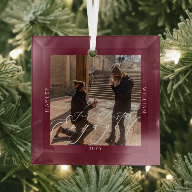 Verlobtes Foto  Port Wein Ornament Aus Glas (Insitu)