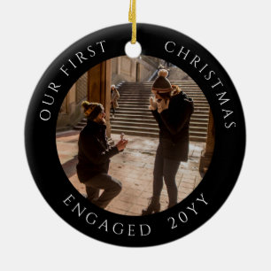 Verlobtes Foto zu Weihnachten Keepake Keramik Ornament