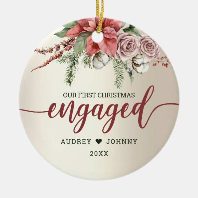 Verlobtes Jahr Keramik Ornament (Vorne)