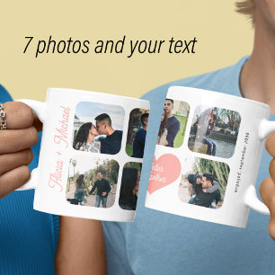 Verlobtes Paar 7-Foto-Collage besser zusammen Kaffeetasse