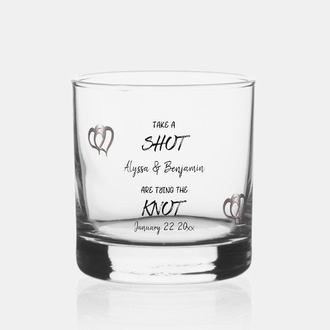 Verlobtes Paar, das den Knoten bindet Whiskyglas (Vorderseite)
