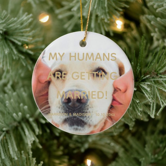 Verlobung Ankündigung benutzerdefiniertes Foto Wei Keramik Ornament (Baum)