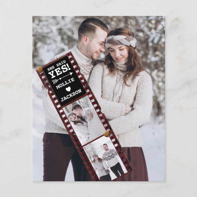 Verlobung Ankündigung Foto Sie sagte ja (Vorderseite)