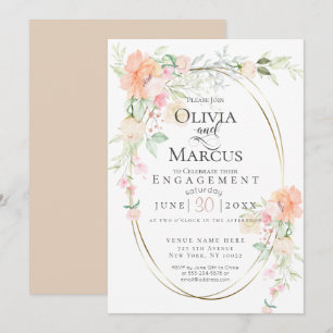 VERLOBUNG   Aquarellfarbene Frühlingsblumen Einladung
