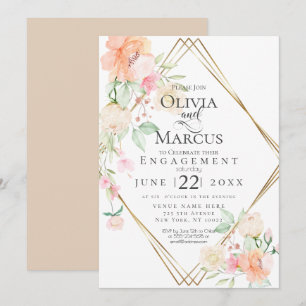 Verlobung Blush Cream Corner Spring Blumenstrauß Einladung
