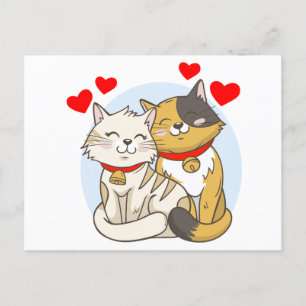 Verlobung Brautparty Rot Hochzeit Liebe Katze Postkarte