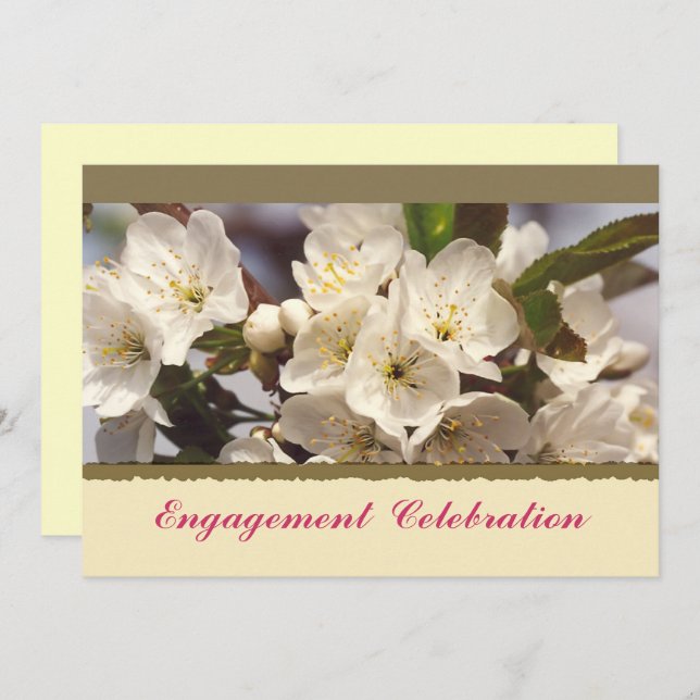 Verlobung Cherry Blossoms Einladung (Vorne/Hinten)