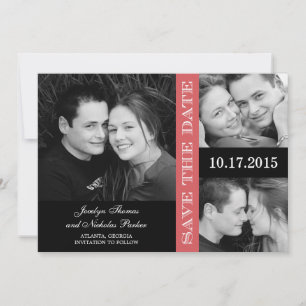 Verlobung Collage Save the Date Karte - Koralle