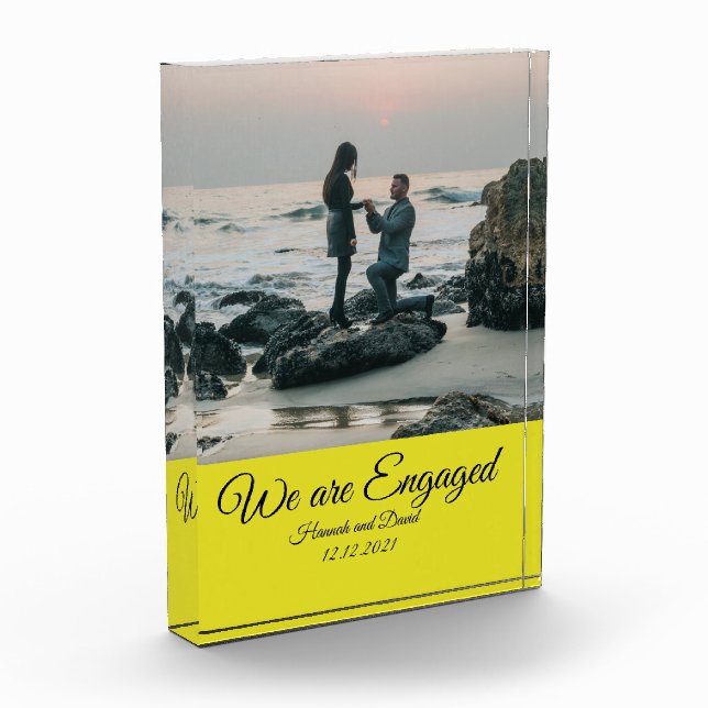 Verlobung Couple's Foto und Name Gelb (Links)