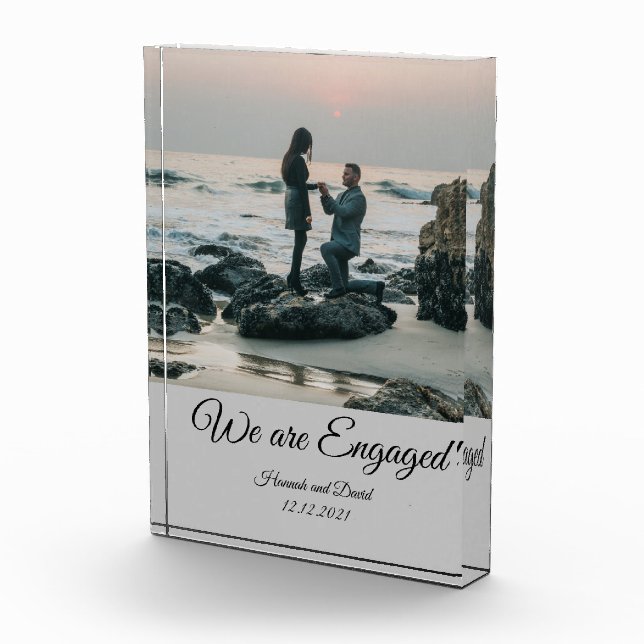 Verlobung Couple's Foto und Name Grau (Rechts)