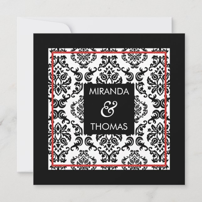 VERLOBUNG: Damast-Farben 11 Einladung (Vorderseite)