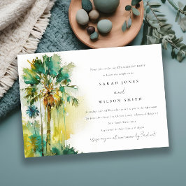 Verlobung der grünen tropischen Wasserfarbenpalmen Einladung