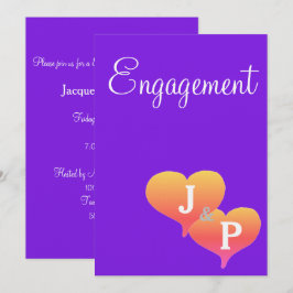 Verlobung der Sunset Hearts Violet Monogram Einladung
